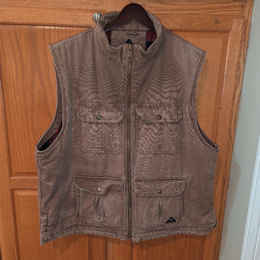 Ridgecut 2XL XXL duck canvas beige tan vest red black flannel lined pockets many